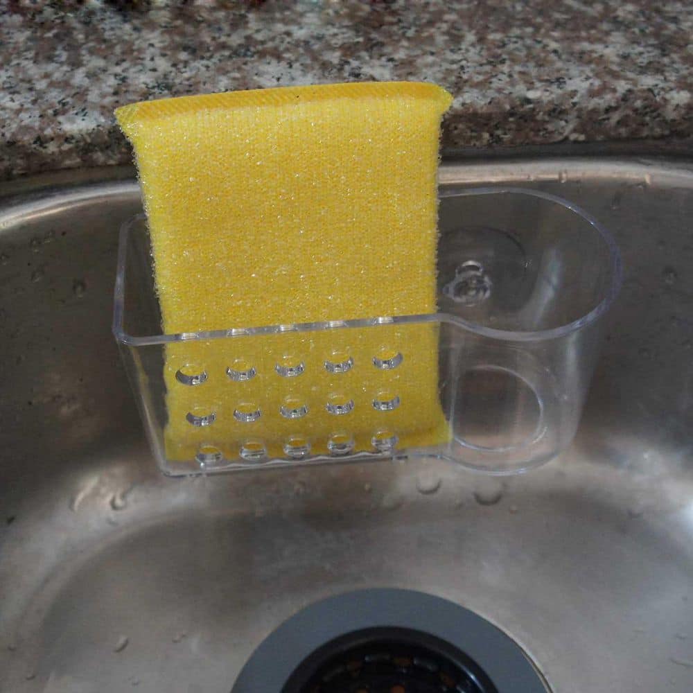 Wudkey 5.7 in. Clear Plastic Sponge Holder with Suction for Kitchen ...