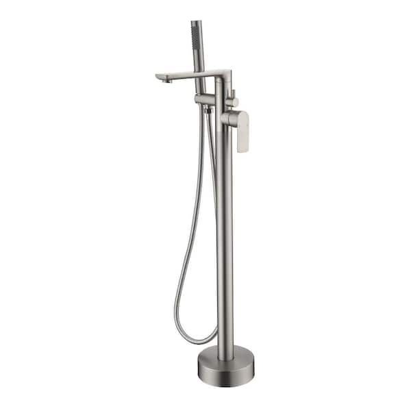 Single-Handle Claw Foot Tub Faucet with Hand Shower in Brushed Nickel