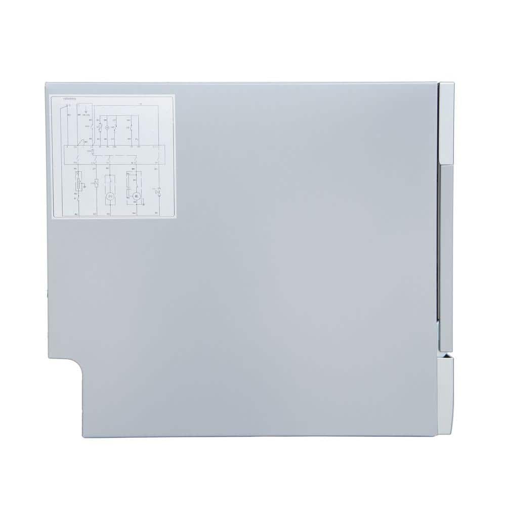 Silver Compact Countertop Dishwasher with Front Control Panel