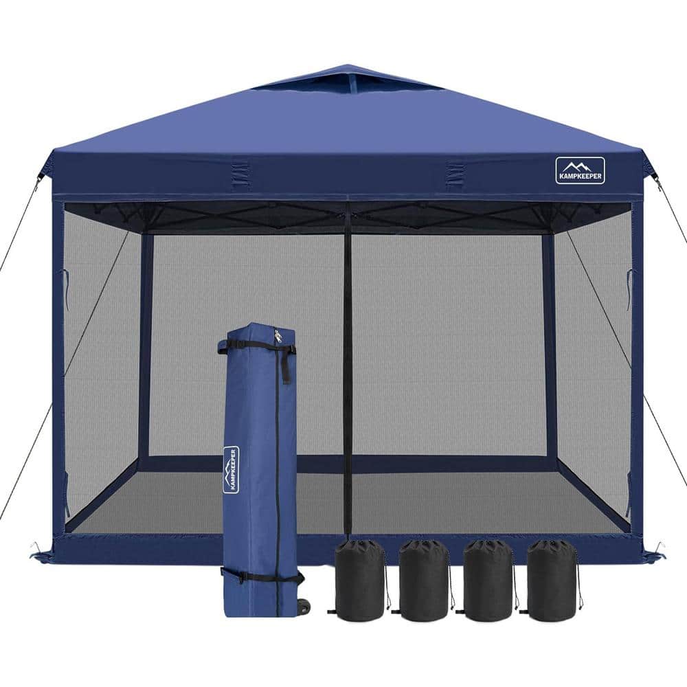 Navy Blue 10x10ft Pop-Up Canopy Tent with Mesh Walls