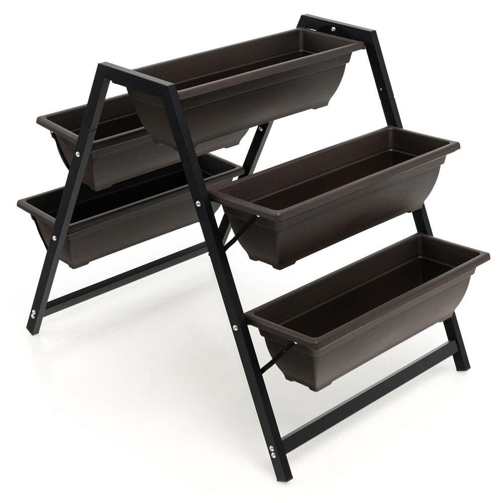 25.5 in in. W x 31 in. H Black Plastic Metal Decorative Pots Vertical Raised Garden Bed with 5 Plant Boxes price history on PriceWatchPro
