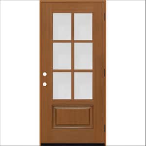 Regency 32 in. x 80 in. 3/4-6 Lite Clear Glass LHOS Autumn Wheat Stain Fiberglass Prehung Front Door