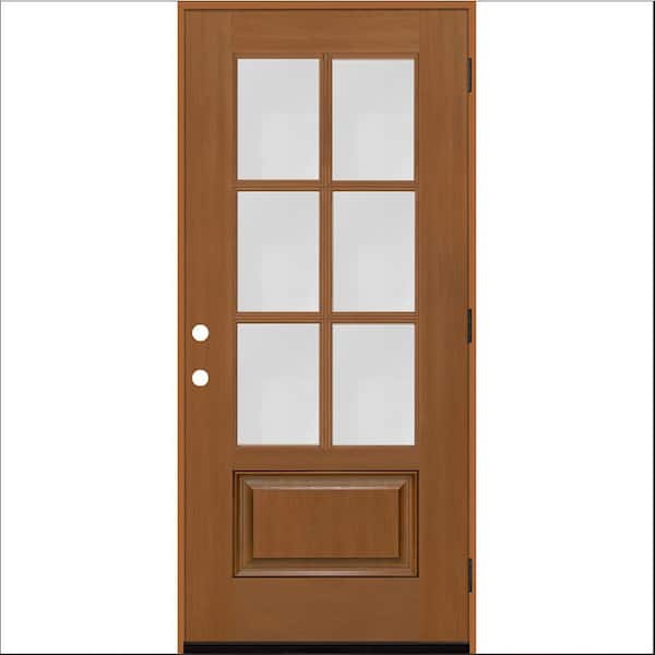 Steves & Sons Regency 32 in. x 80 in. 3/4-6 Lite Clear Glass LHOS Autumn Wheat Stain Fiberglass Prehung Front Door