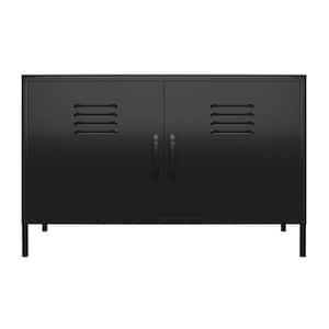 Black Metal Storage Cabinet with 2-Doors and 4 Shelves, Lockable Tall  Cabinet for Home Office Garage Kitchen Pantry ZT-W25262845 - The Home Depot