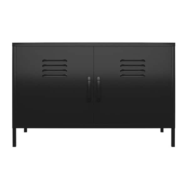 SystemBuild Bonanza 2 Door Metal Locker Storage Cabinet in Black