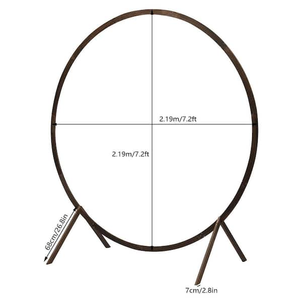 86.3 in. x 86.3 in. Wooden Wedding Arch Round Backdrop Stand Frame Arbor  with Base