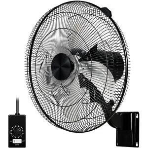 Industrial 18 in. 5 fan speeds Wall Fan in Black with Oscillating, 90° Rotation, Adjustable tilt