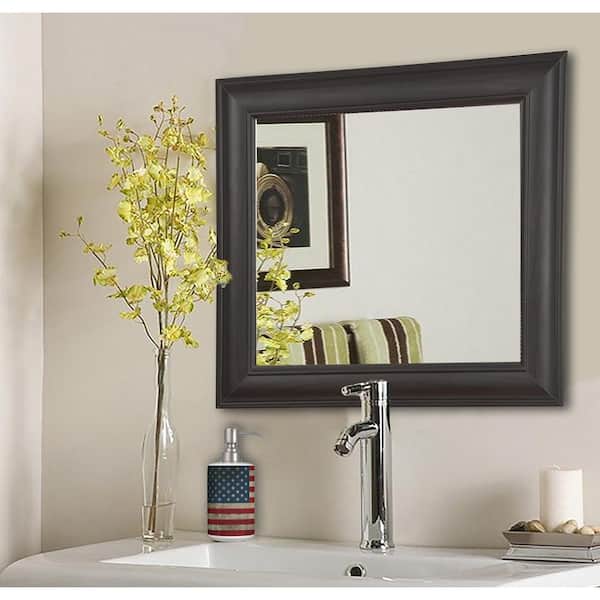 Unbranded 20 in. W x 20 in. H Framed Square Bathroom Vanity Mirror in Black