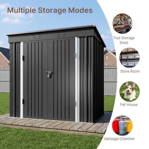 8 x 6 ft. Metal Storage Shed, Rust‑Resistant Waterproof, Lockable