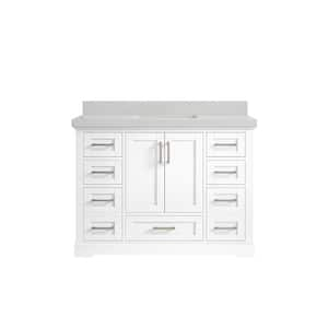 Boston 48 in. W x 22 in. D x 36 in. H Bath Vanity in White with 2" Carrara Quartz Top