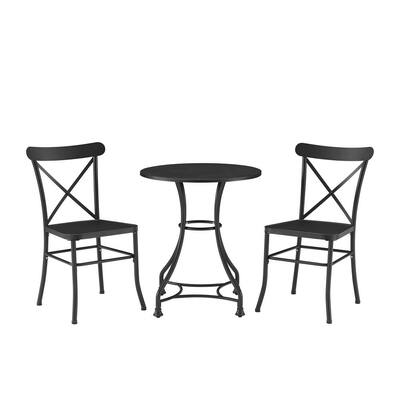 Matte Black Bistro Sets Patio, Matte Black Metal Bistro Dining Chairs Set Of 2