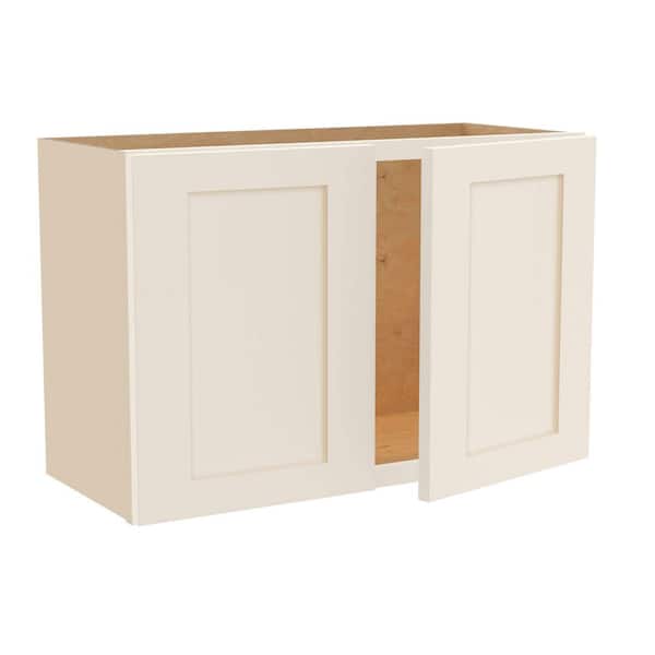 Home Decorators Collection Newport 27 in. W x 12 in. D x 18 in. H Assembled Plywood Wall Bridge Kitchen Cabinet in Blended Cream with Soft Close