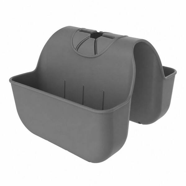 Dark Gray Silicone Sponge Holder with Multiuse Drainage Design for Kitchen Sink Organization