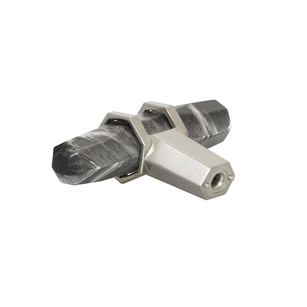 2.5" Brushed Nickel and Marble Black T-Handle Bar Knob