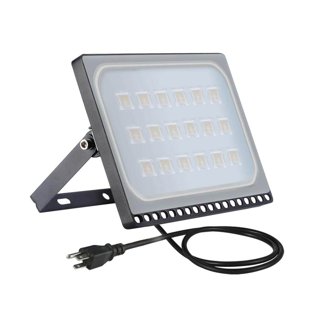 100-Watt Black Integrated LED Outdoor Thin Flood Light