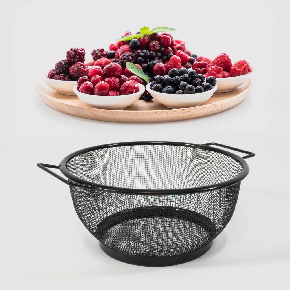 Set of 3 Black Stainless Steel Mesh Strainers