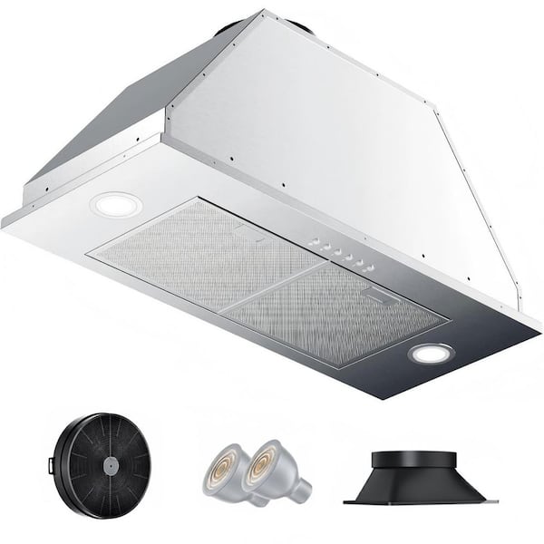 30 in. 900 CFM Convertible Ducted to Ductless Insert Range Hood in Stainless Steel w/ 10-Year Warranty and Push Control