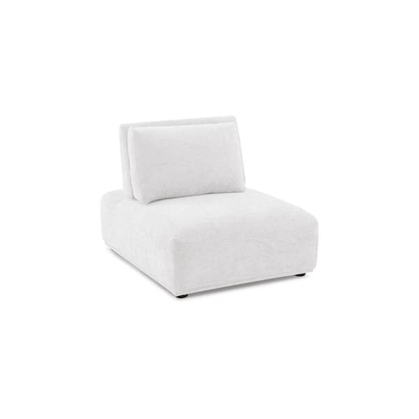 Fairwind 37 in. Armless Chenille Rectangle Modular Extendable Back Sofa in White