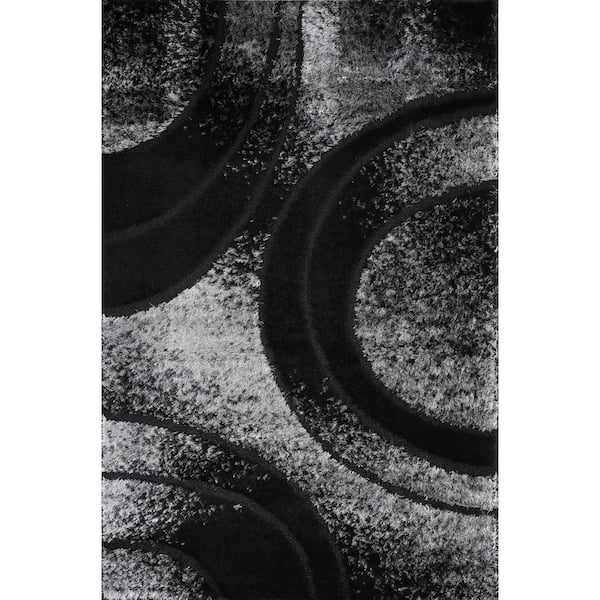 L'Baiet Naomi Black Shag 8 ft. x 10 ft. Area Rug