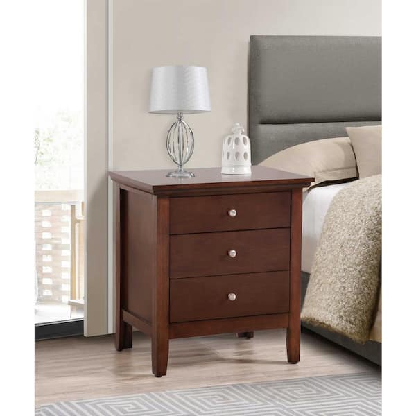 AndMakers Hammond 3-Drawer Cappuccino Nightstand (26 in. H x 24 in. W x 18 in. D)