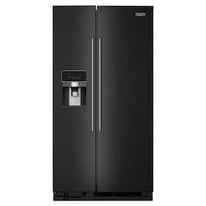 36 in. 25 cu. ft. Standard Depth Side-by-Side Refrigerator in Black with Can Caddy