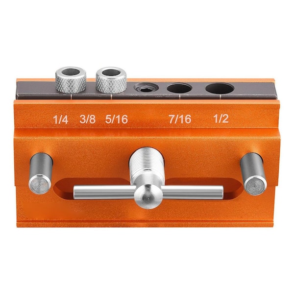 Doweling Jig Kit, Self Centering Dowel Drill Jig, Aluminum Alloy, 6-Drill Guide Bushings, Adjustable Width, for Marking