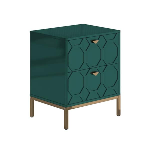Boyel Living 24.4 in. H Green Freestanding Storage Cabinet with 2 Drawers