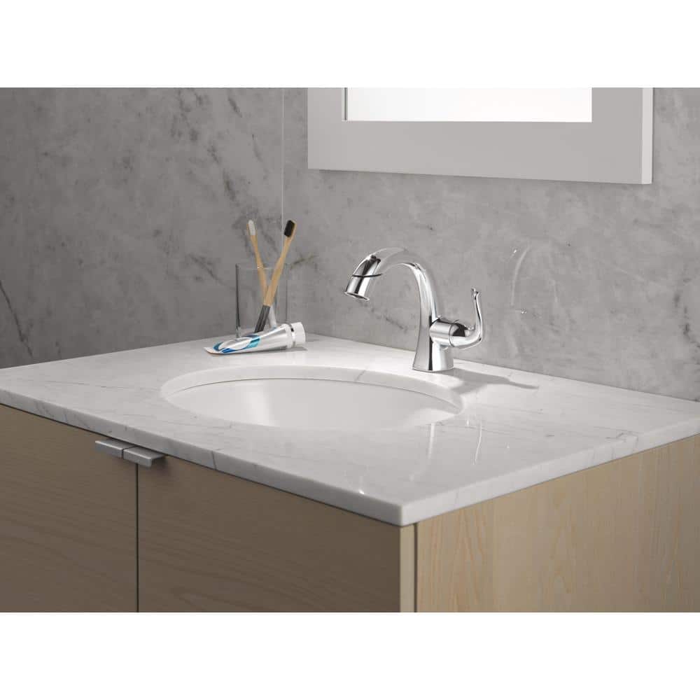 Chrome Single Handle Pull-Down Bathroom Faucet with Brass Handle