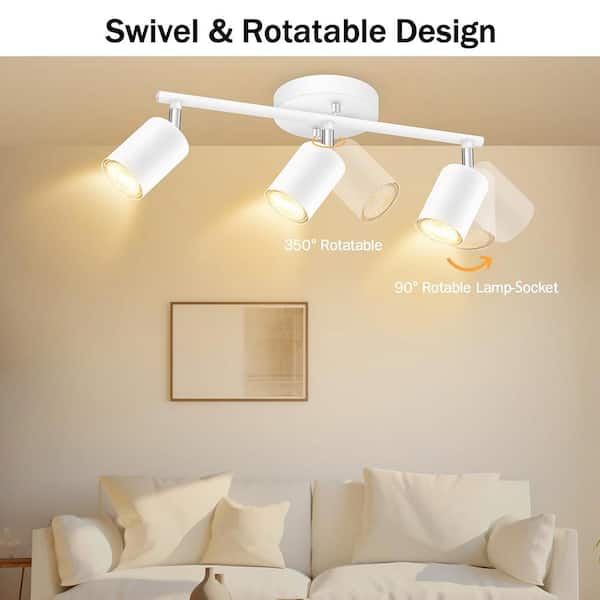 12 in. 3-Light White Hardwired Track Lighting Kit with Gimbal Head