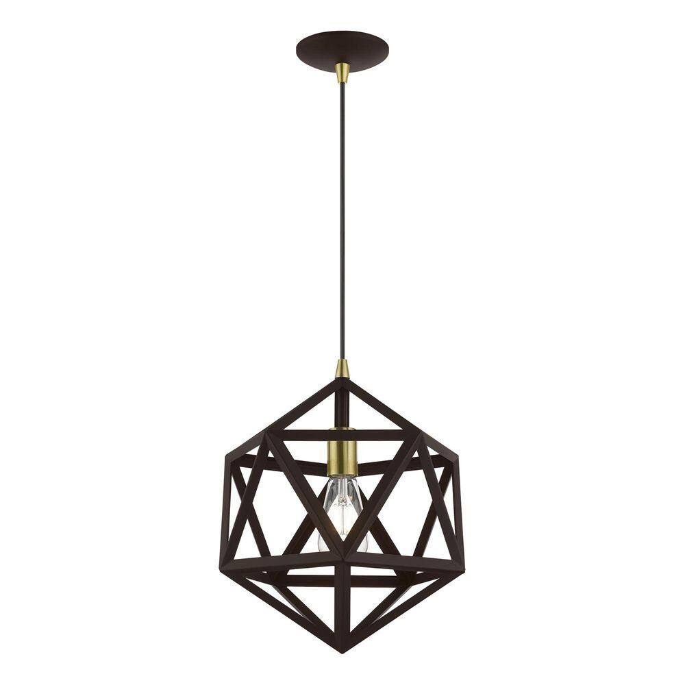 Bronze and Antique Brass Mini Pendant Light with Metal Shade