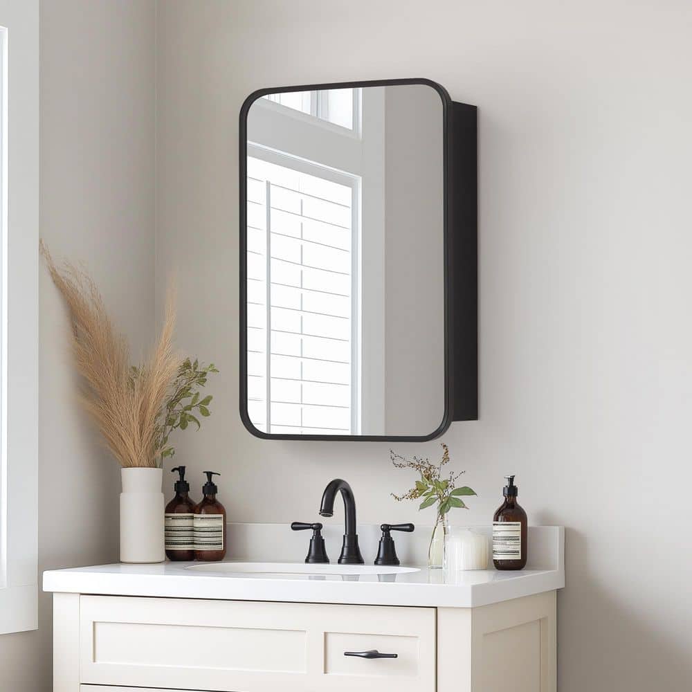 Talayuela 16 in. W x 24 in. H Rectangular Aluminum Framed Medicine Cabinet with Mirror price history on PriceWatchPro