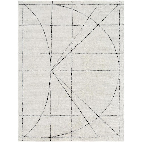 Livabliss Galey Alix x Livabliss Architect V Modern Geometric Area Rug, 5'3 in. x 7' (5' x 7'), Ivory/Black Geometric
