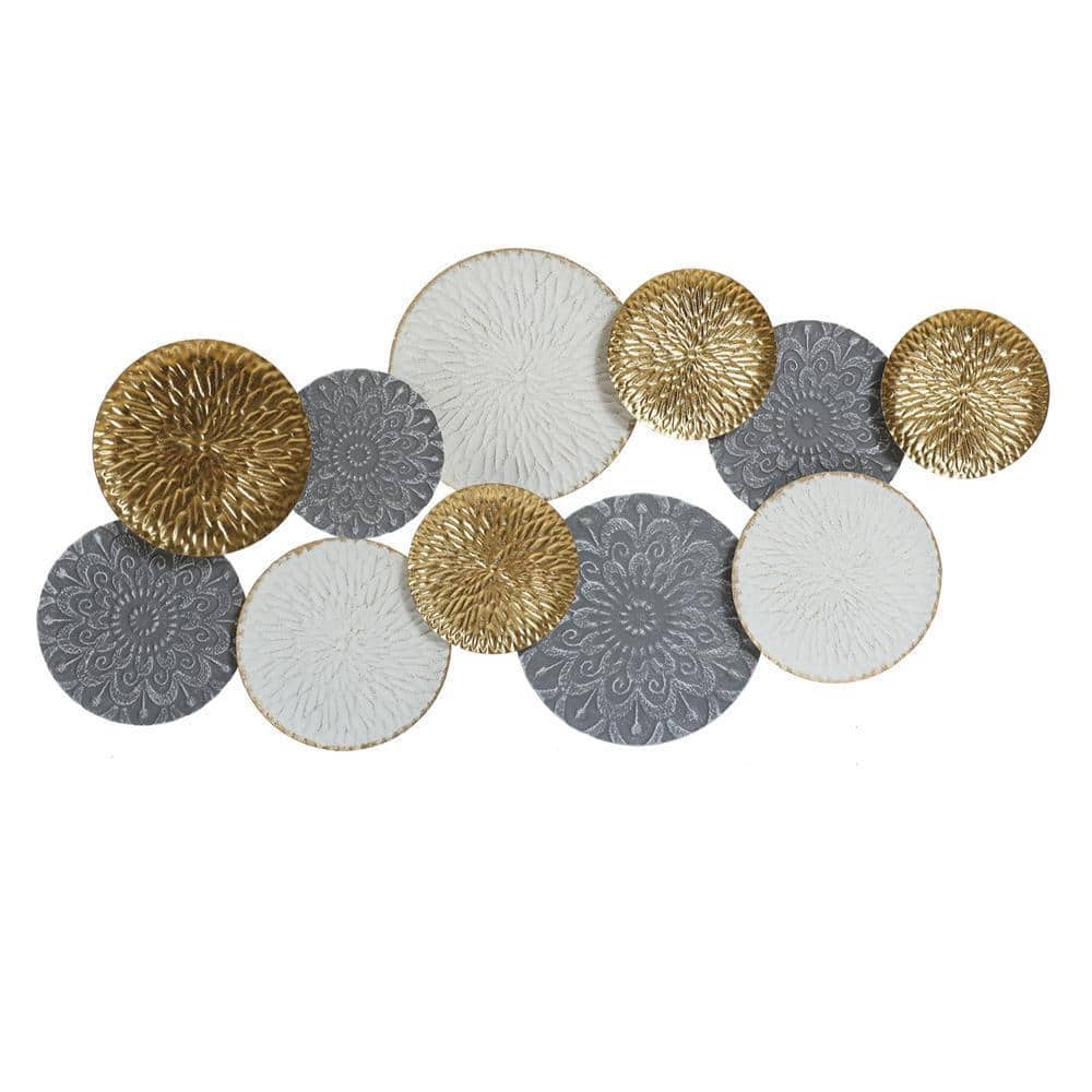 LuxenHome Metal Multi-Colored 48 in. W Connected Circles Wall