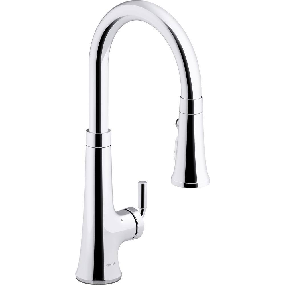 KOHLER Tone SingleHandle Touchless PullDown Sprayer Kitchen Faucet in Polished Chrome 23766CP