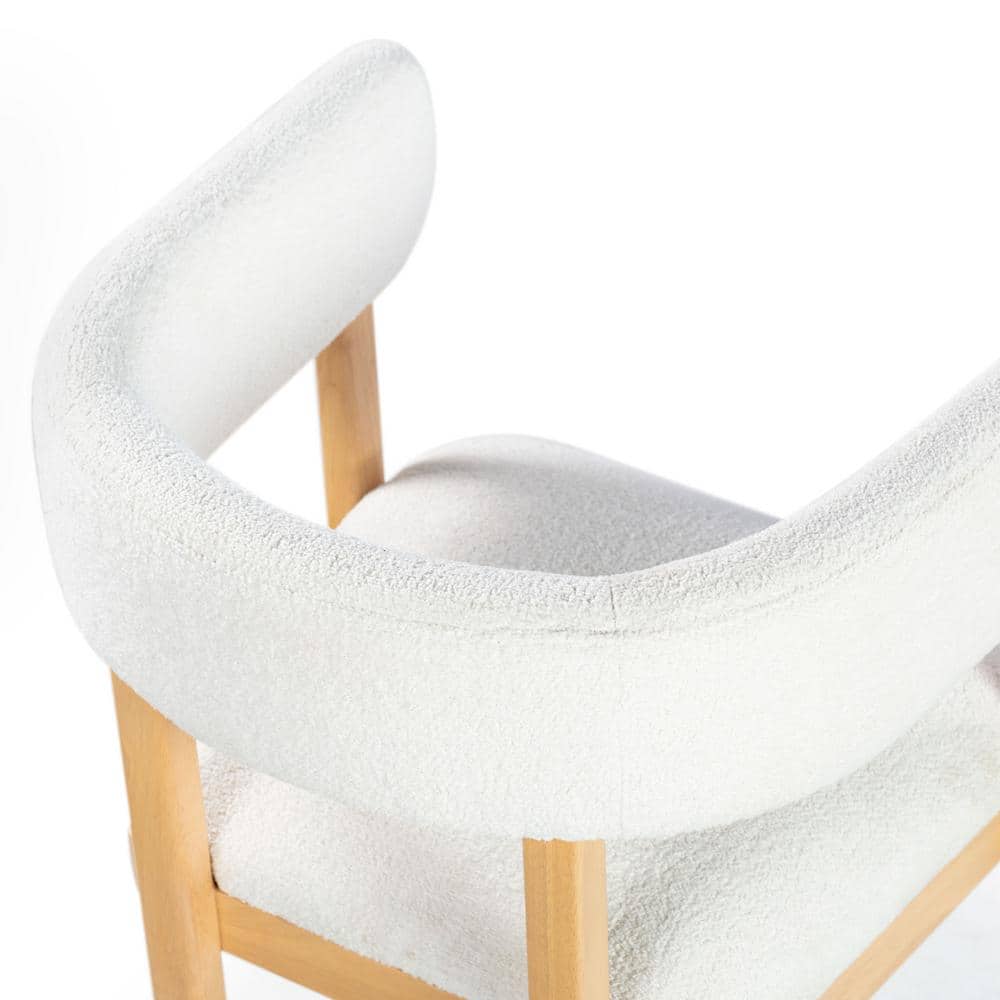 Beige Boucle Upholstered Armchair with Beechwood Frame