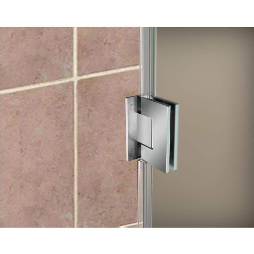 Belmore 72'' High Chrome Frameless Hinged Shower Door with Frosted Glass