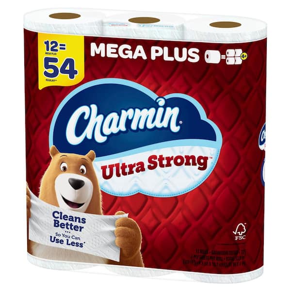 Charmin Ultra Strong Toilet Paper Rolls 12 Mega Plus Rolls 003077204238