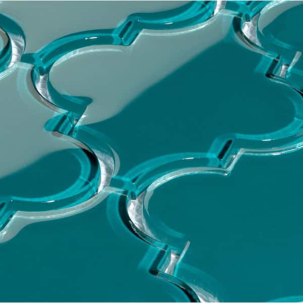 Arabesque Green & Blue 3D Peel & Stick Tile Stickers - 11" X 8" (8 Pack), Glass Effect For Kitchen & Bathroom Backsplash
