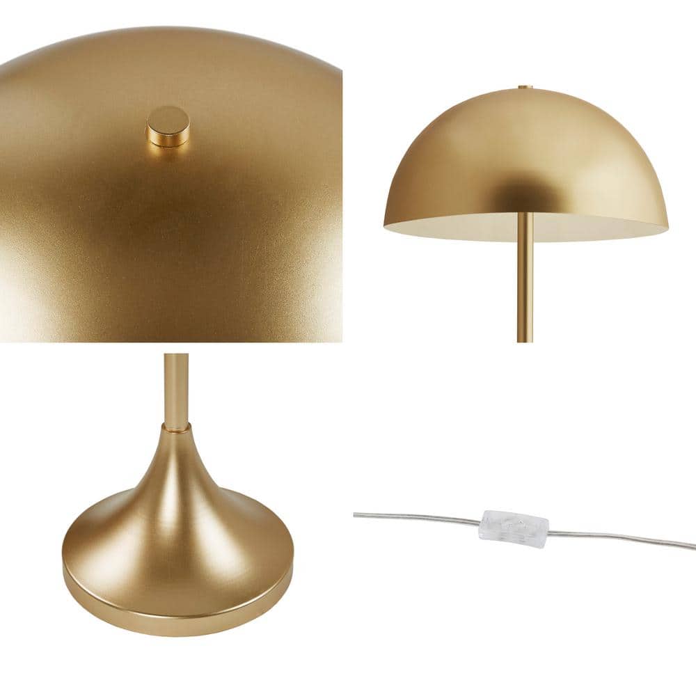Gold Dome-Shaped 2-Light Iron Table Lamp with Switch Control