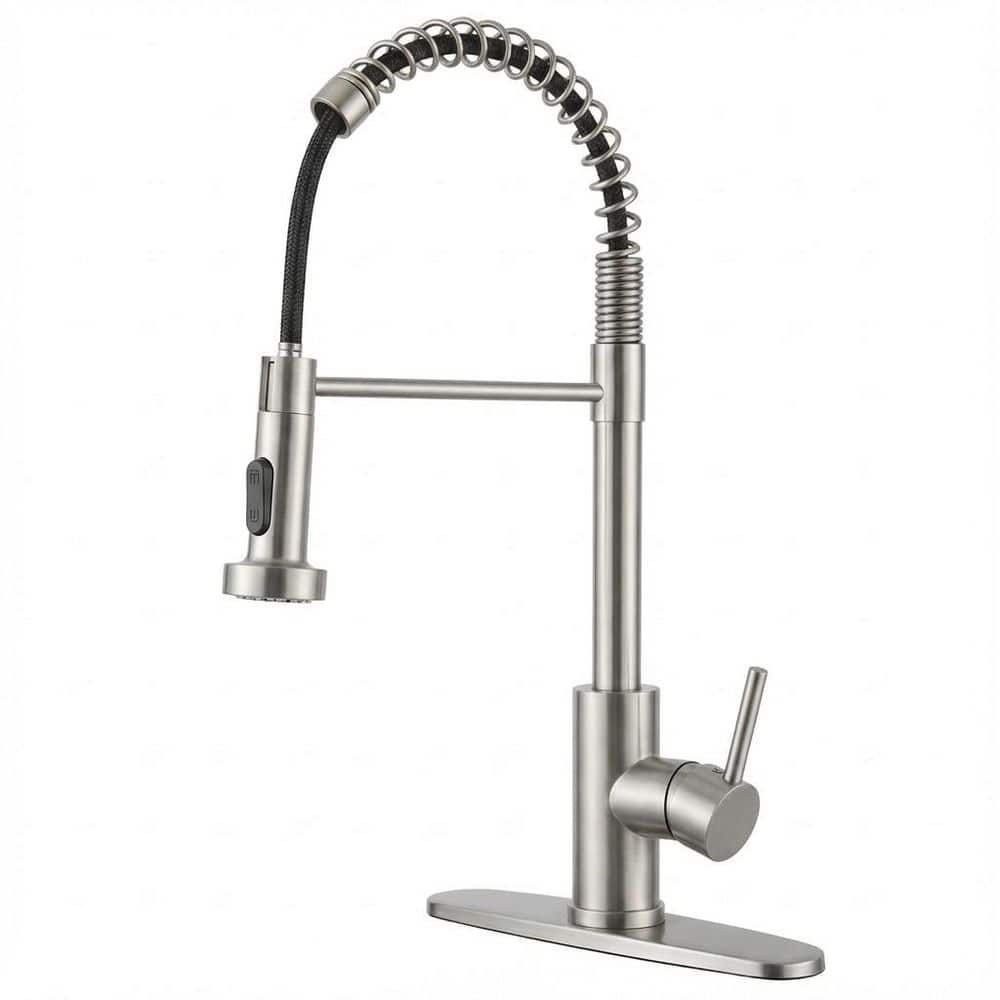 Single Handle 1 Hole Or 3 Hole Pull Down Sprayer Kitchen Faucet with ‎Deck Plate in Brushed Nickel price history on PriceWatchPro