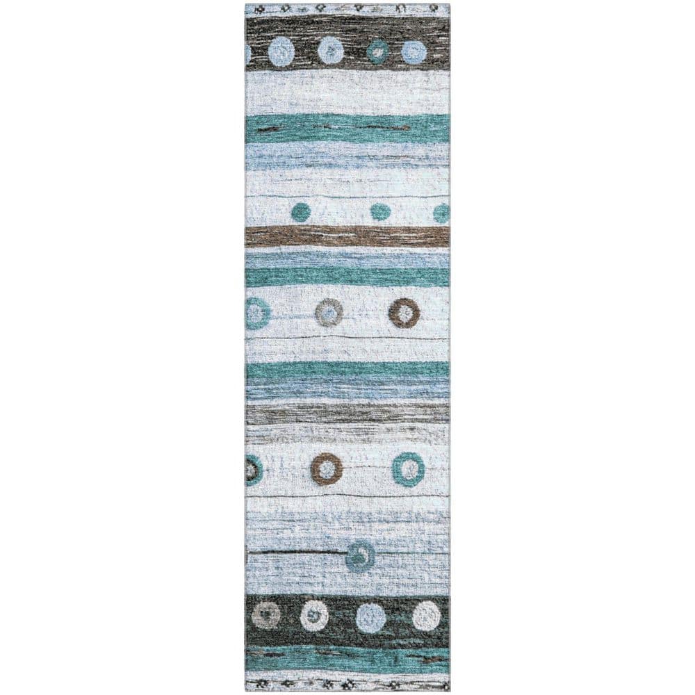 Mayfield Premium Machine Washable Abstract AMF1964 Teal 2 ft. x 7 ft. Runner Rug price history on PriceWatchPro