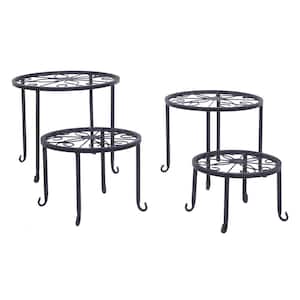 Metal Plant Stand 4-In-1 Potted Irons Planter Supports Floor Flower Pot Round Rack