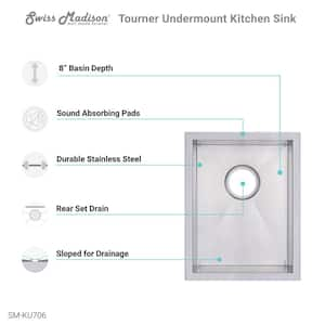 Tourner 14 in. x 18 in. Stainless Steel, Single Basin, Undermount Kitchen Sink