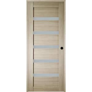 24 in. x 80 in. Leora Left-Hand 5-Lite Frosted Glass Shambor Wood Composite Single Prehung Interior Door