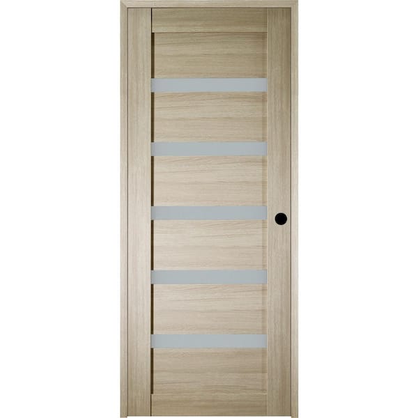 Belldinni 28 in. x 80 in. Leora Left-Hand 5-Lite Frosted Glass Shambor Wood Composite Single Prehung Interior Door