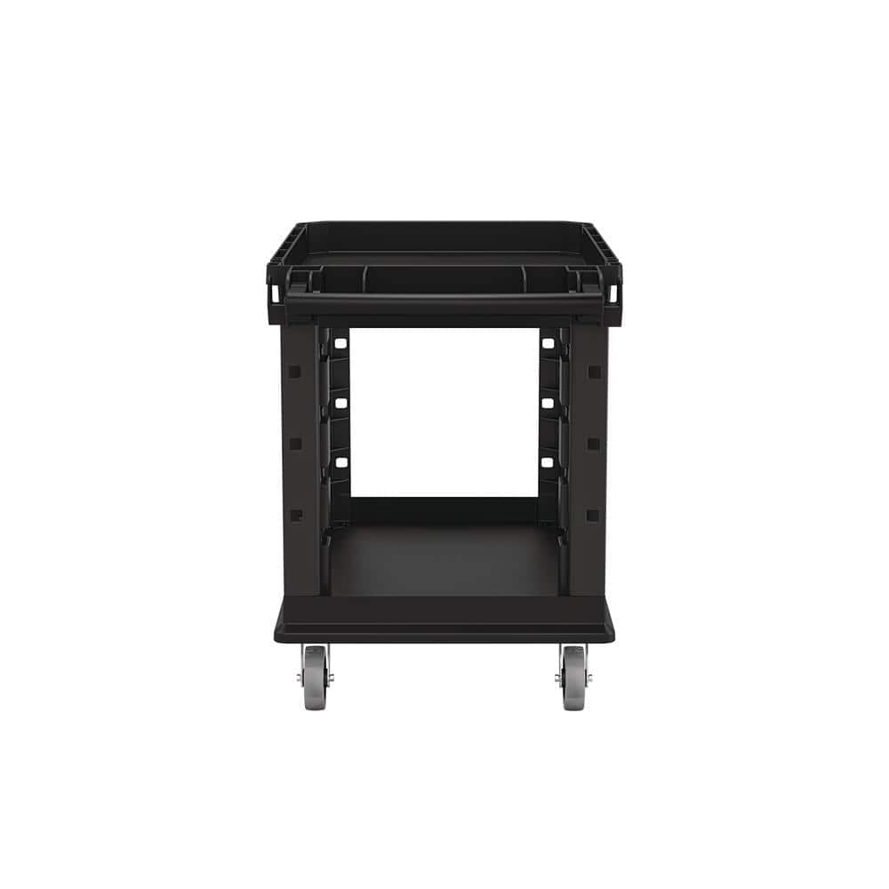 Heavy Duty Black Plastic Utility Cart with Polyurethane Wheels