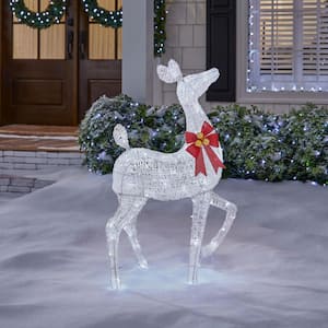 3.5 ft. Twinkling LED Doe with Red Bow Holiday Yard Decoration
