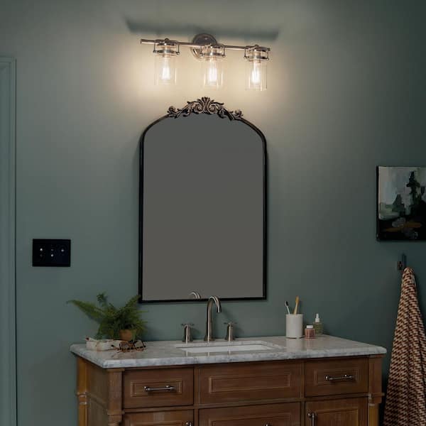 KICHLER Brinley 24 in. 3-Light Brushed Nickel Vintage Bathroom