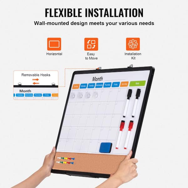 VEVOR 24 L x 18 W Monthly Calendar Whiteboard and Cork