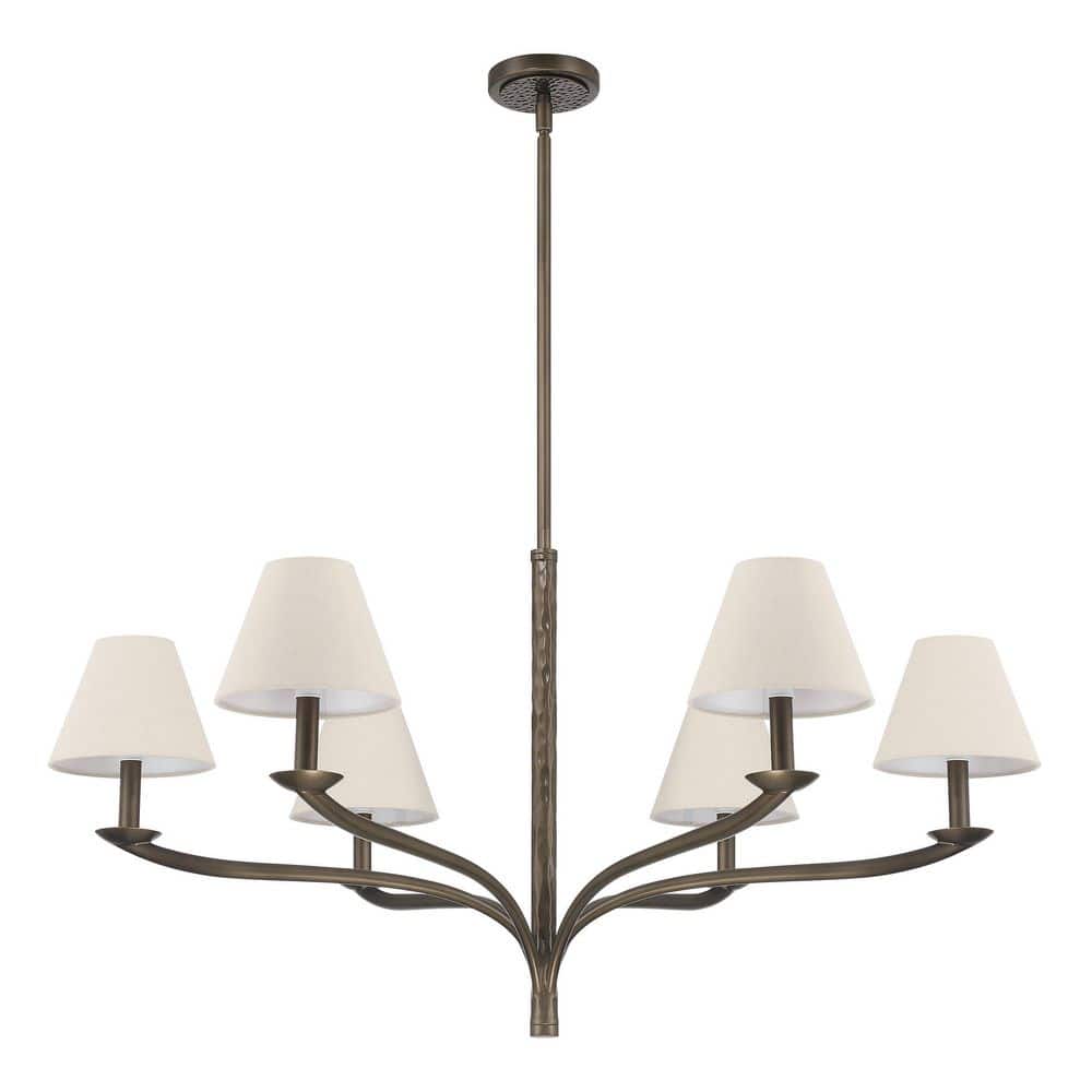Bethany 42-inch 6-light Forged Bronze Chandelier with Natural Linen Shades price history on PriceWatchPro